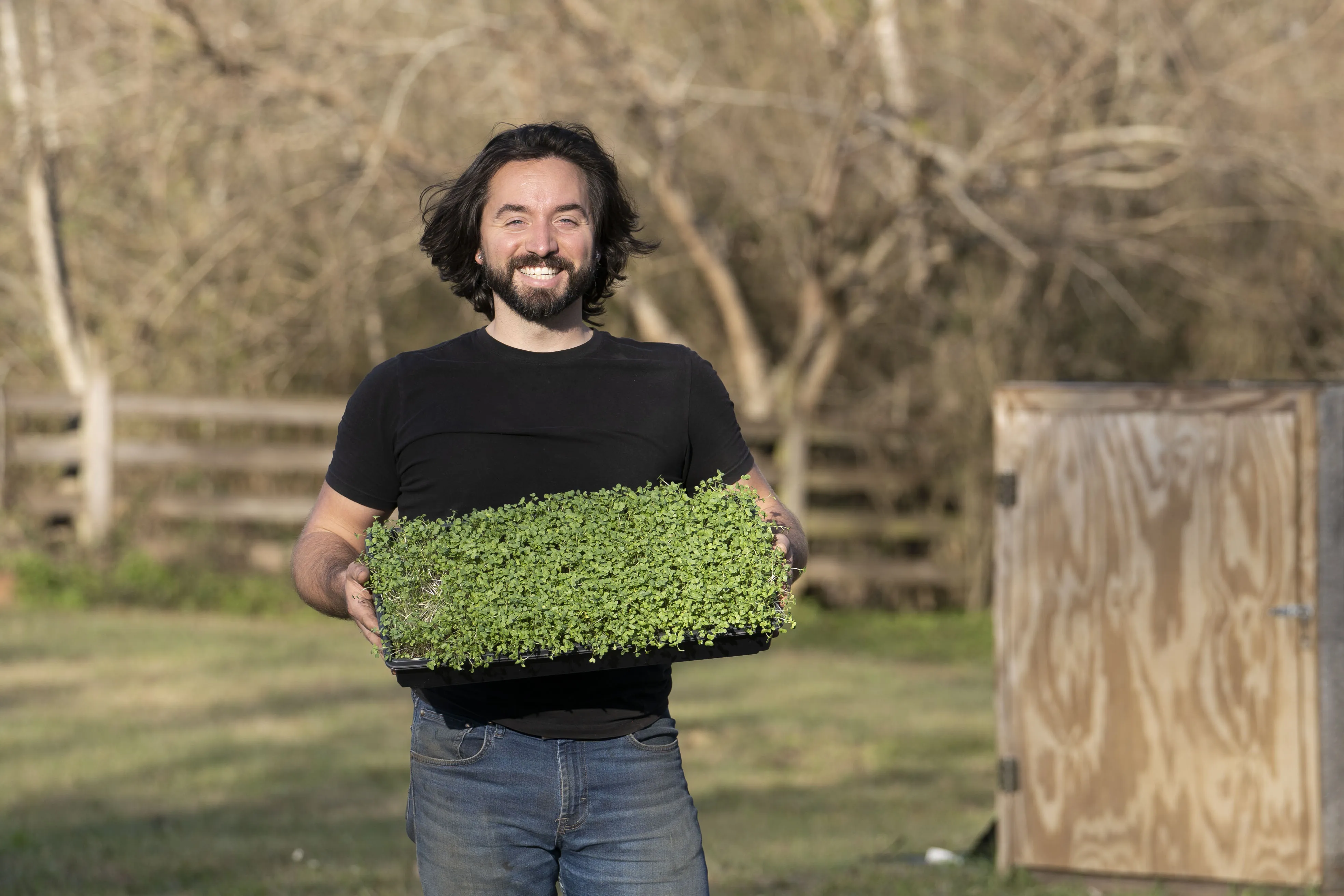 Farm background showing fields and landscape